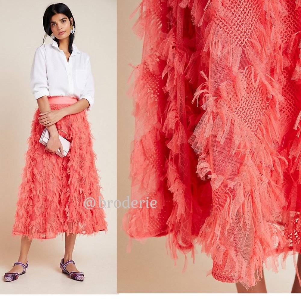 Anthropologie Cynthia Textured A-Line Midi Skirt size 4 new with tag